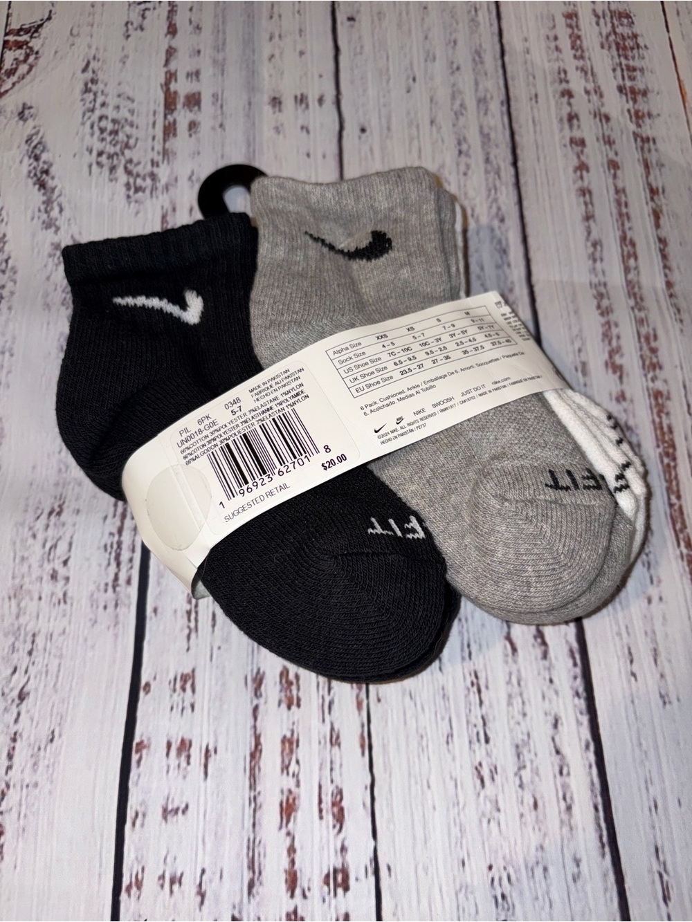 Nike Kids Low-Cut Athletic Socks - White, Black, & Gray (6 Pair) - Picture 2 of 2